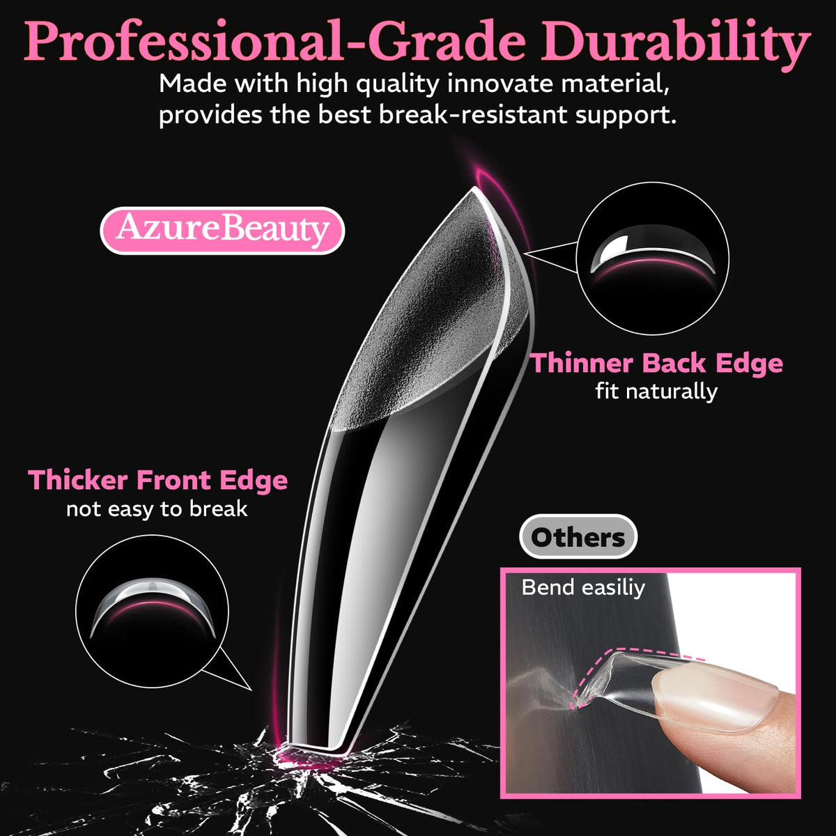 AZUREBEAUTY Short Square Nail Tips applied on nails