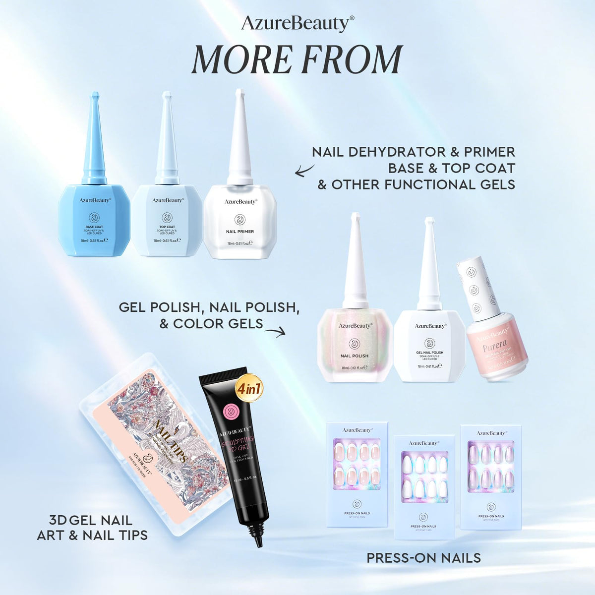 AZUREBEAUTY Short Square Nail Tips with nail art accessories