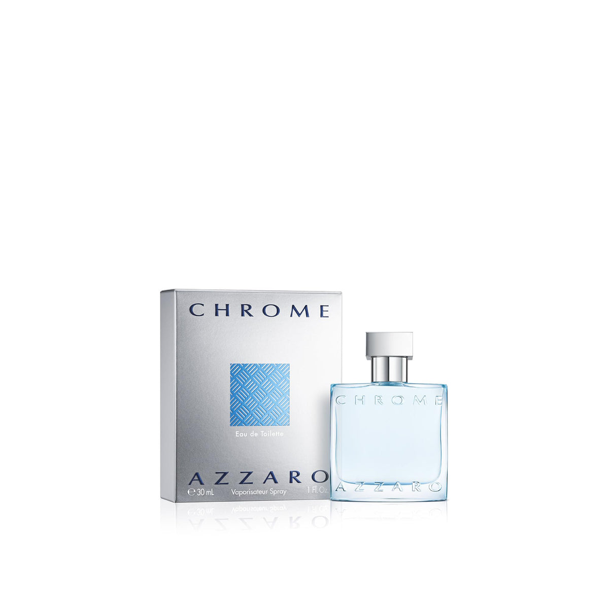 Azzaro Chrome Eau de Toilette bottle with blue background