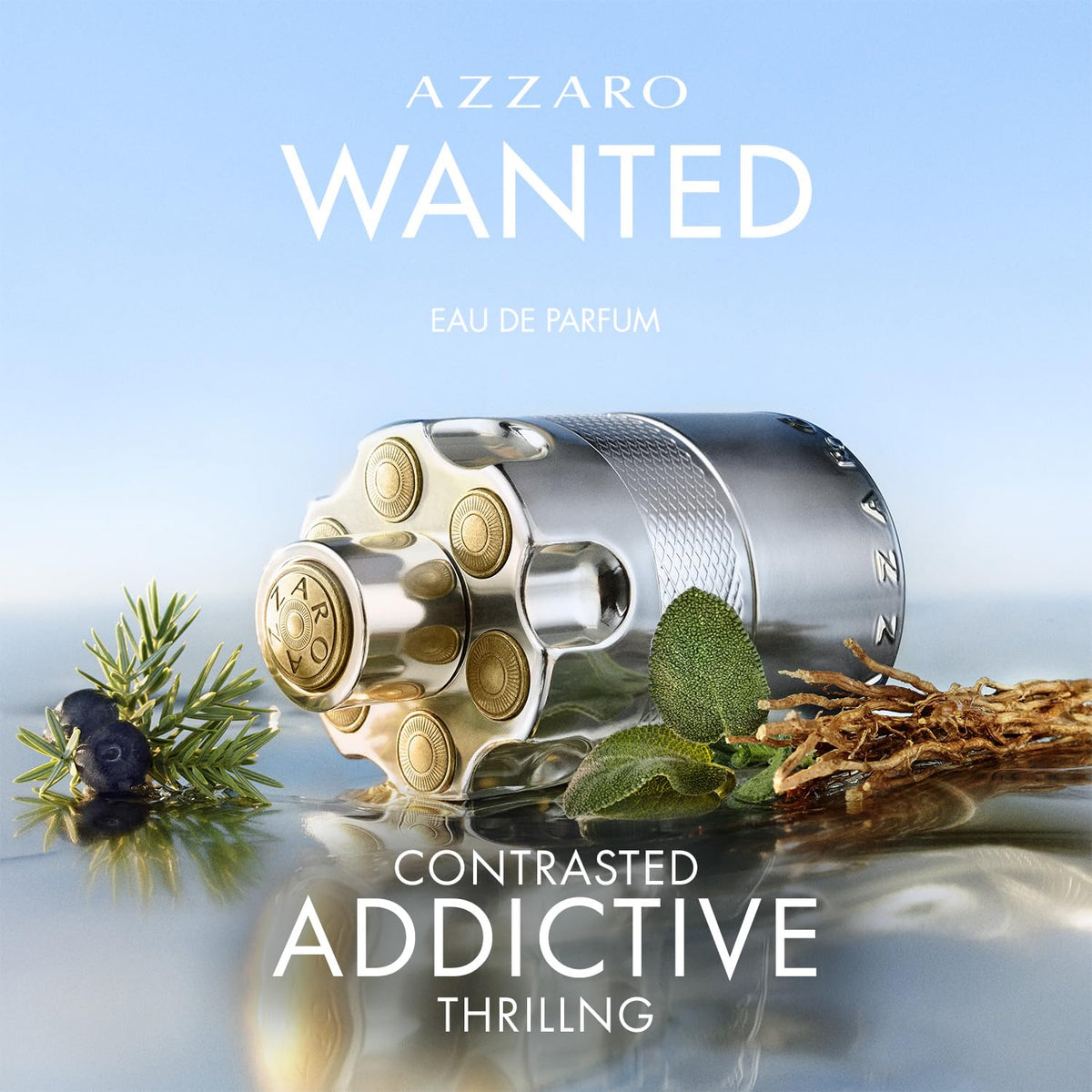Azzaro Wanted Eau de Parfum on a wooden surface