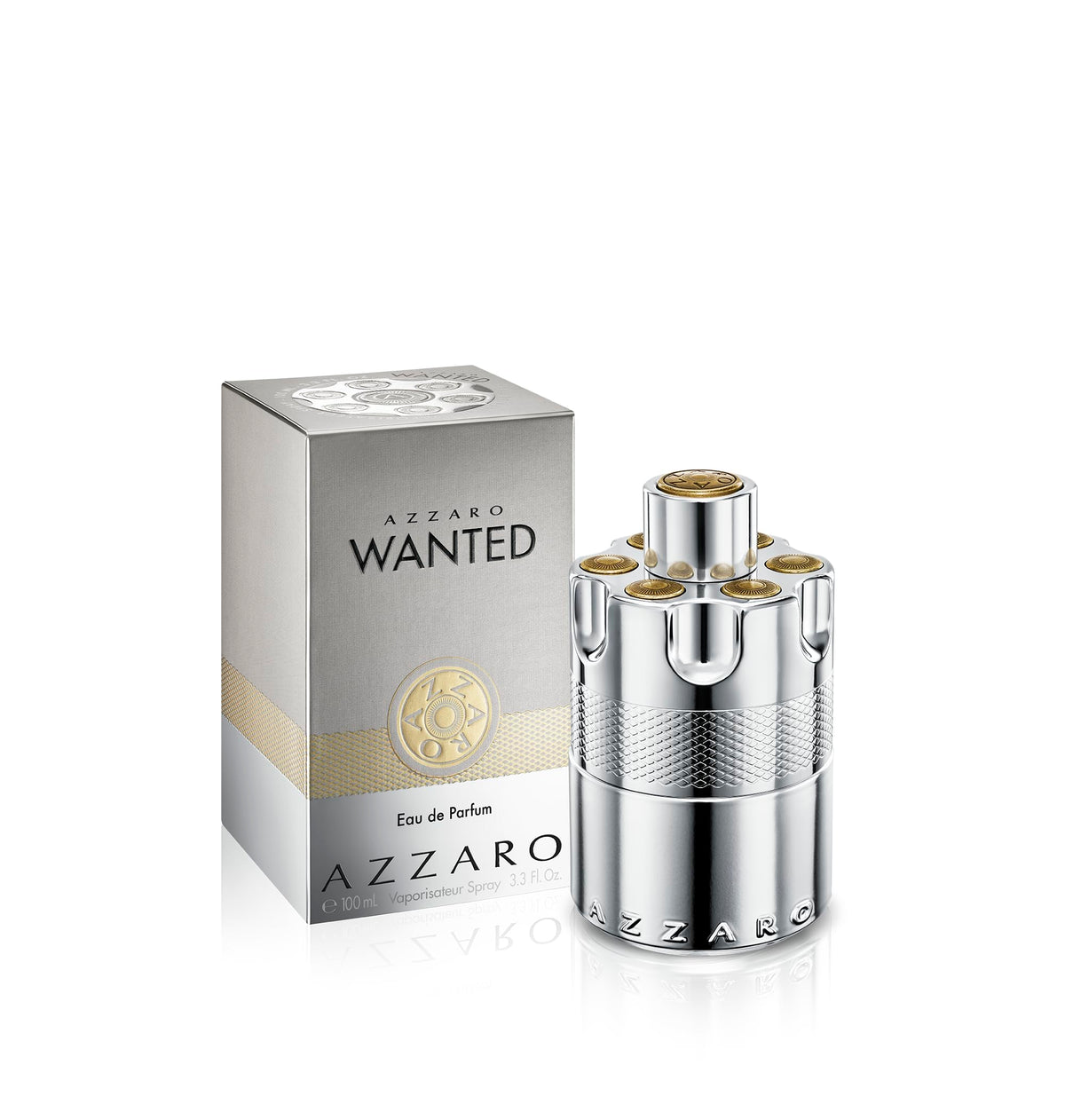 Azzaro Wanted Eau de Parfum silver bottle front view
