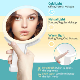 B Beauty Planet 30x/1x Magnifying Travel Mirror on a tabletop