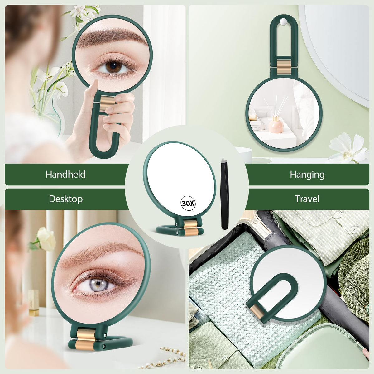 B Beauty Planet 30X Magnifying Hand Mirror folded size