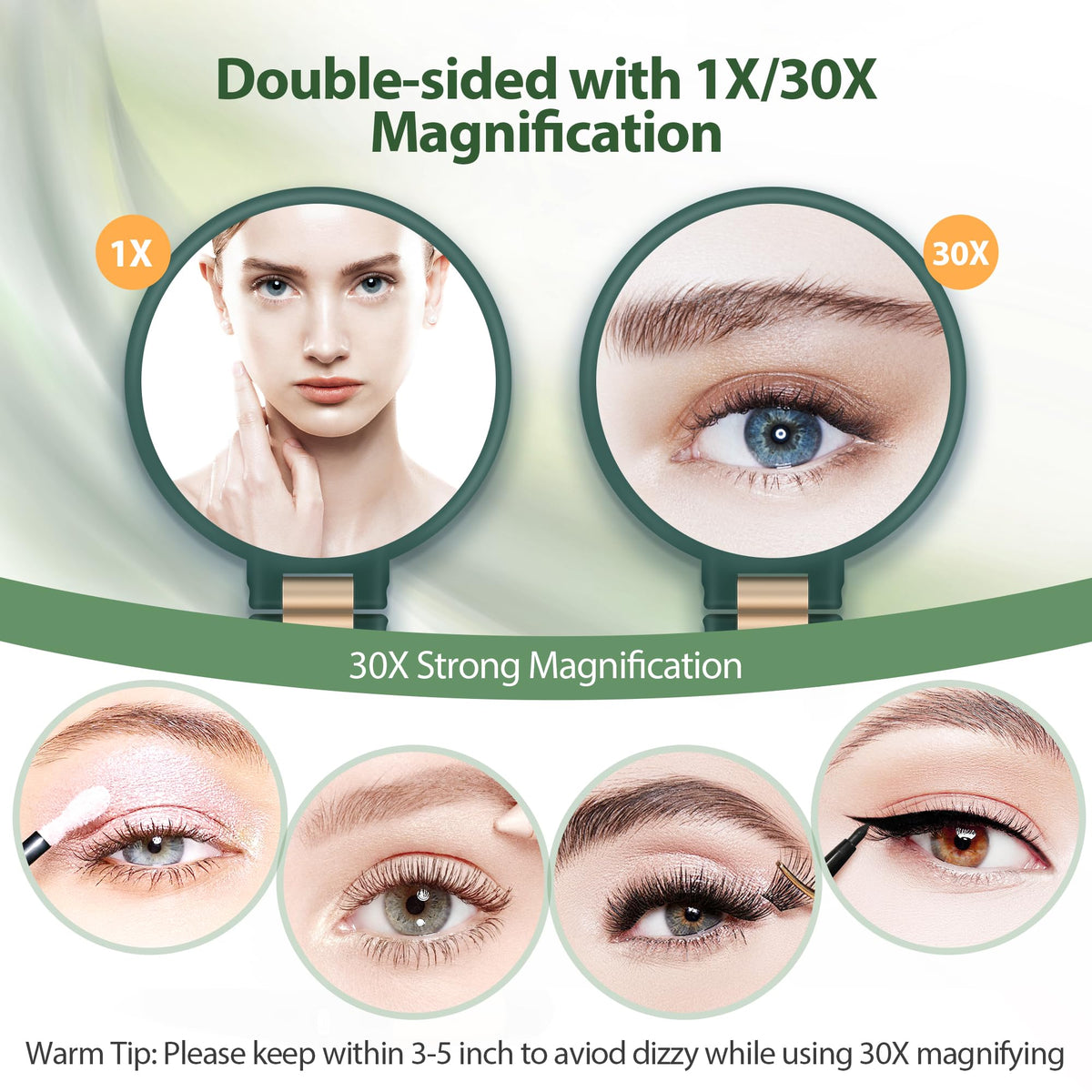 B Beauty Planet 30X Magnifying Hand Mirror side view