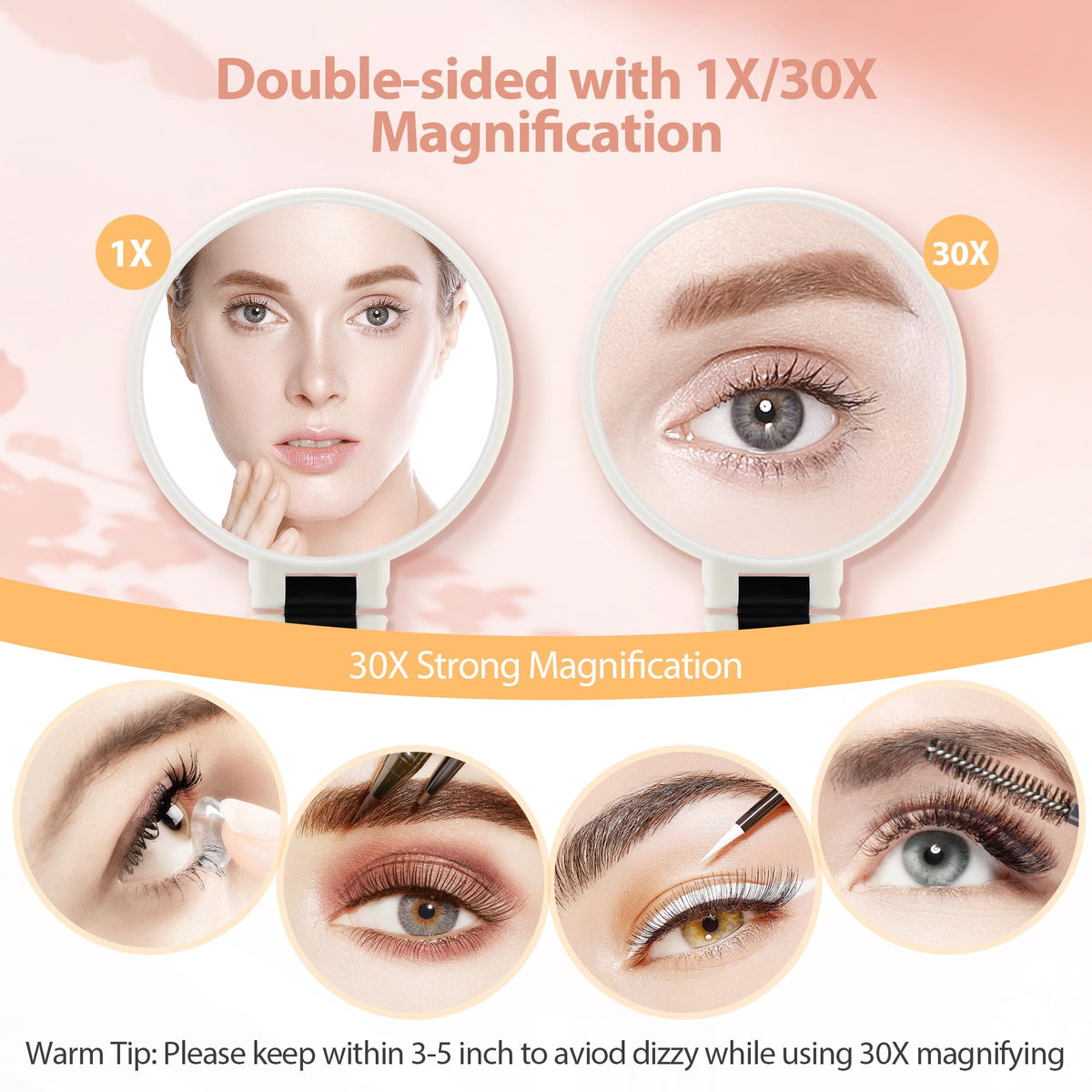 B Beauty Planet 30X Magnifying Hand Mirror with handle