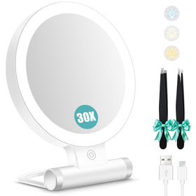 B Beauty Planet 30X Magnifying Mirror front view with lights