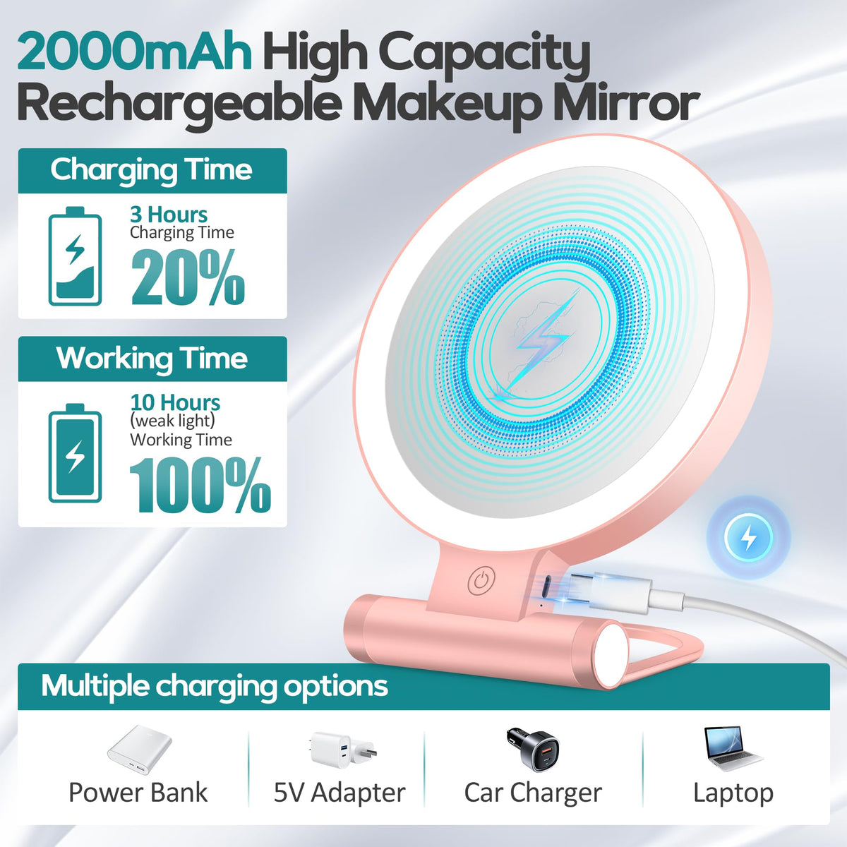 B Beauty Planet 30X Magnifying Mirror with Light illuminated in daylight