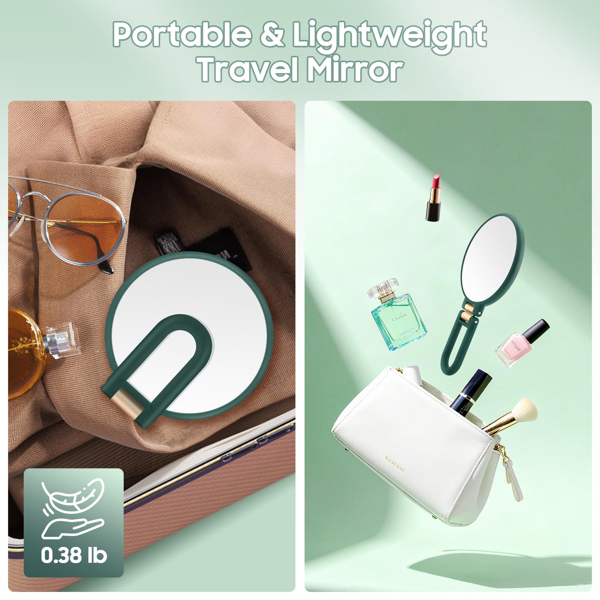 B Beauty Planet 40X Magnifying Hand Mirror folded size comparison