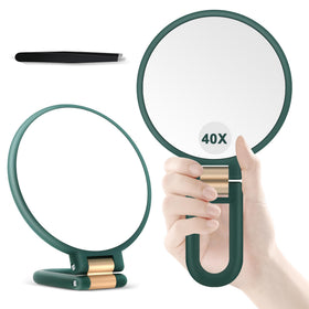 B Beauty Planet 40X Magnifying Hand Mirror front view in green