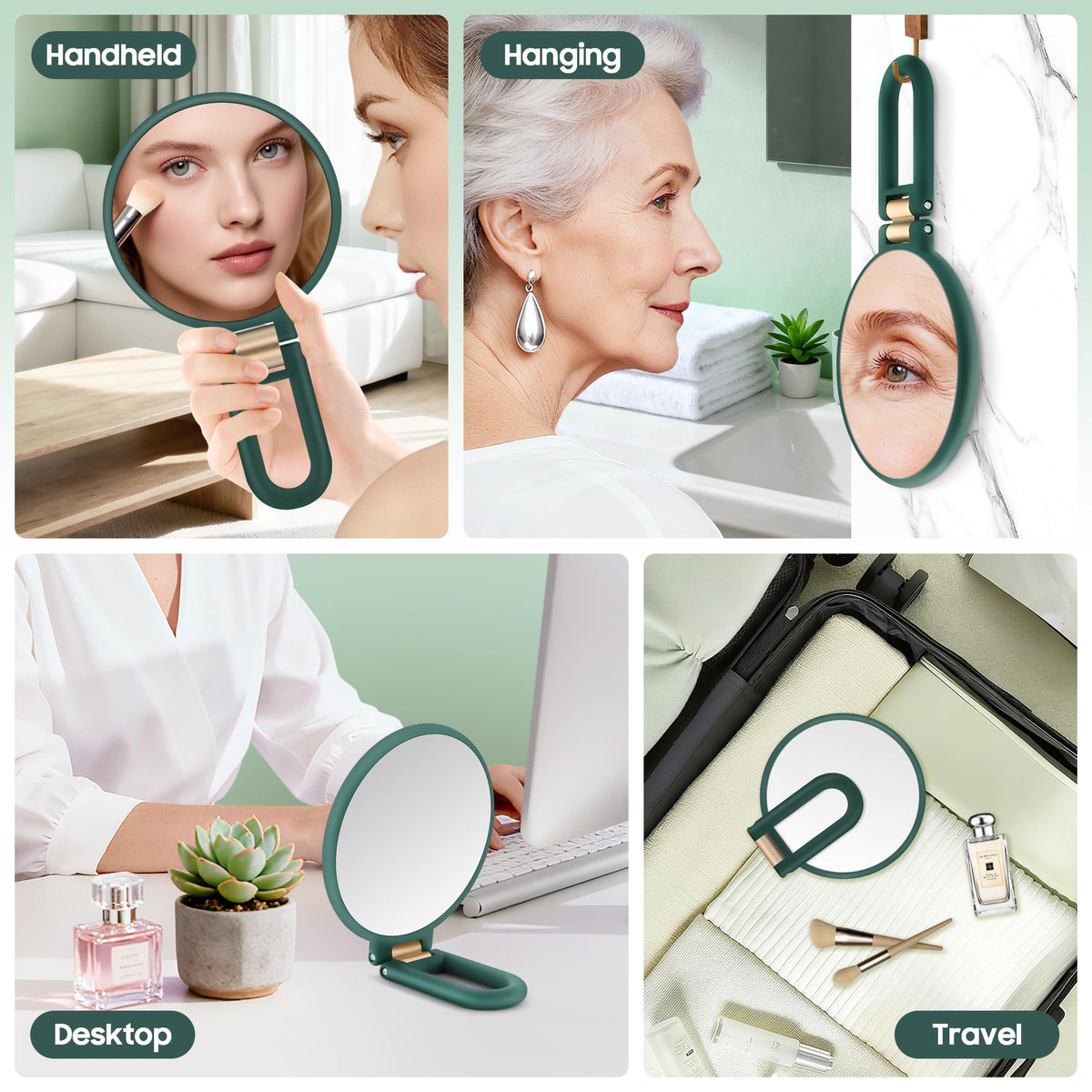 B Beauty Planet 40X Magnifying Hand Mirror side view with handle