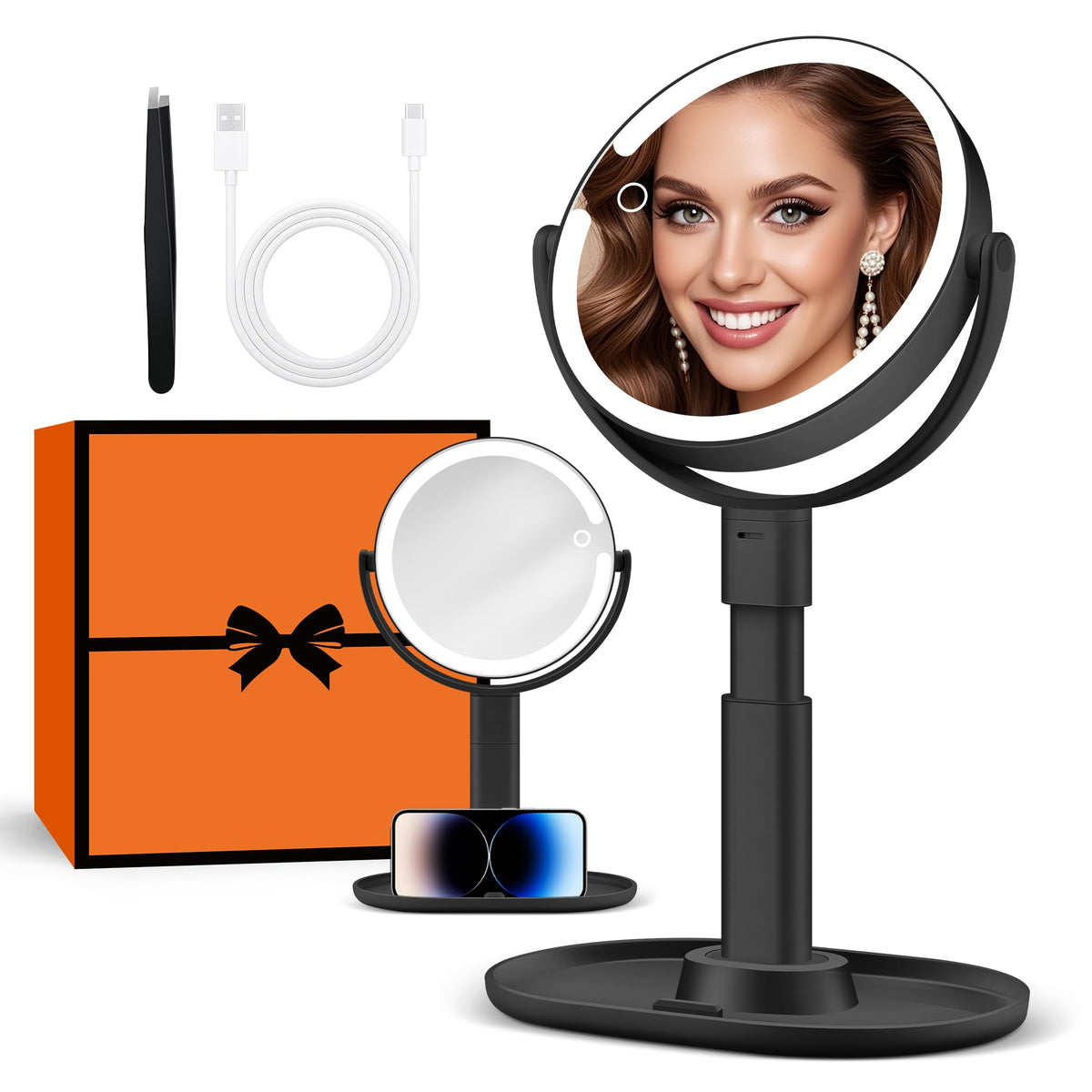 B Beauty Planet Lighted Makeup Mirror front view with 30X magnification