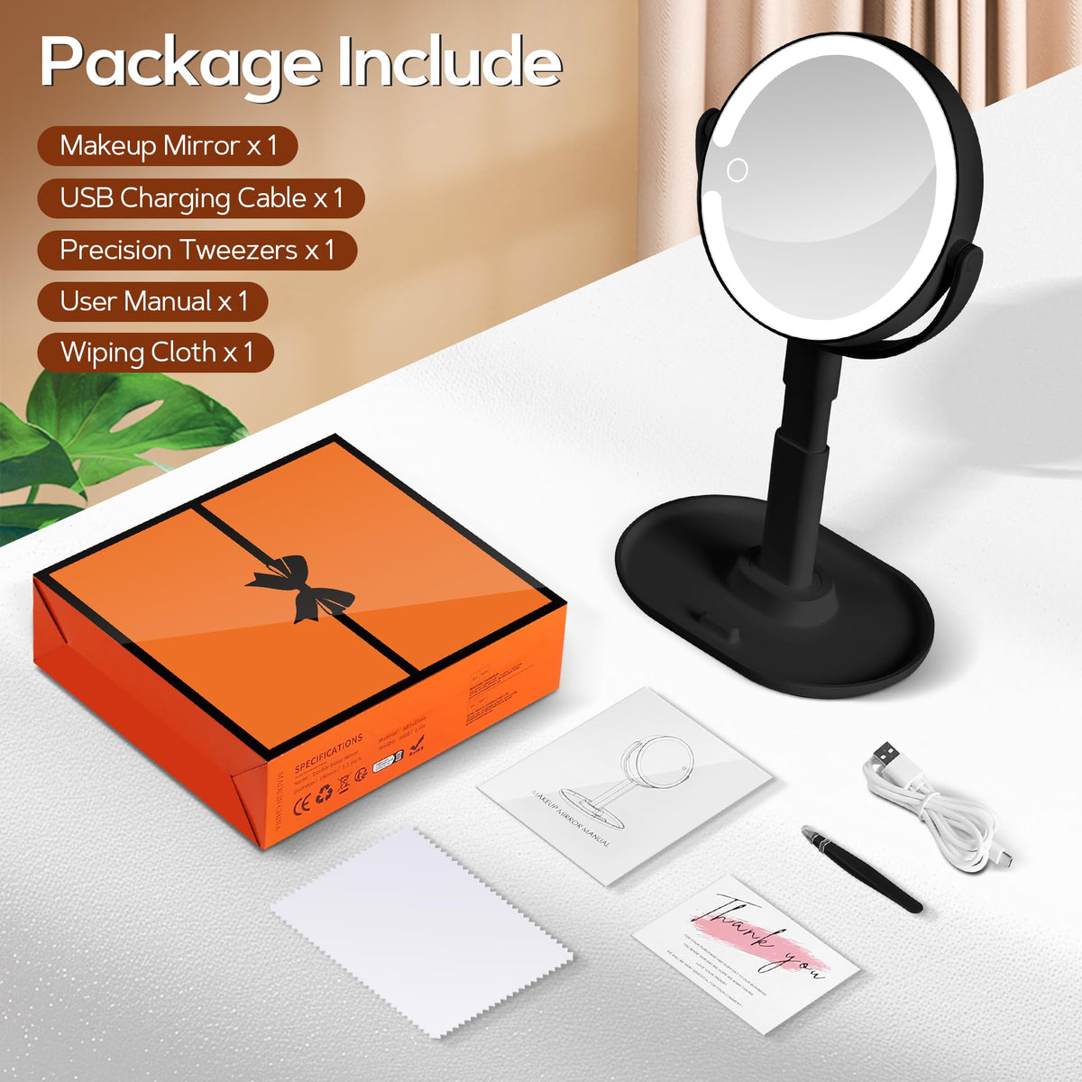 B Beauty Planet Lighted Makeup Mirror showcasing its lightweight design