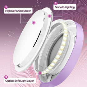 B Beauty Planet mirror in purple with charging cable