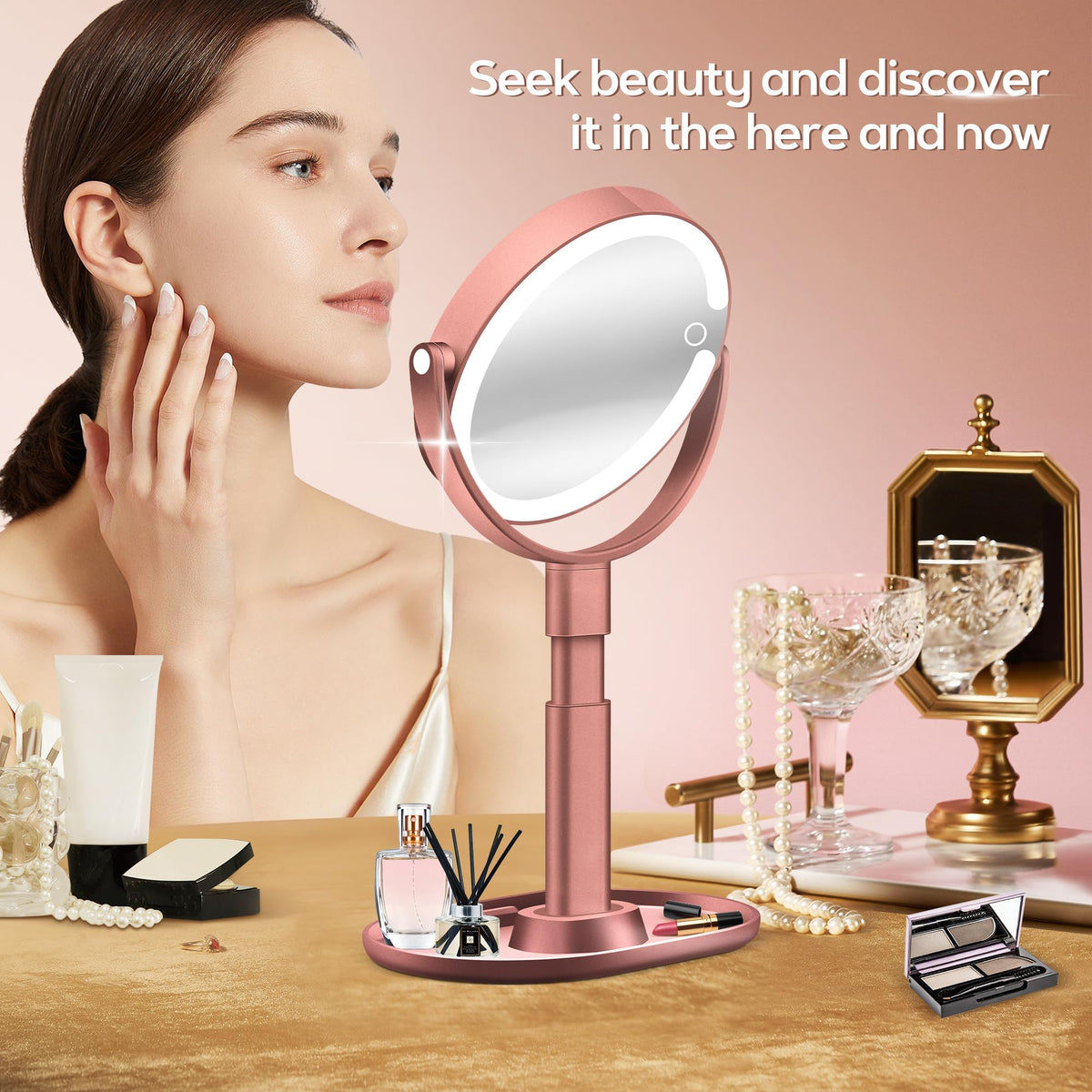 B Beauty Planet Mirror with height-adjustable stand