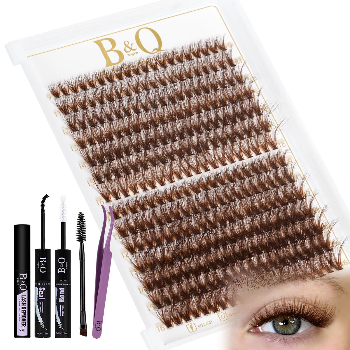 B&Qaugen Brown Lash Clusters Kit packaging front view