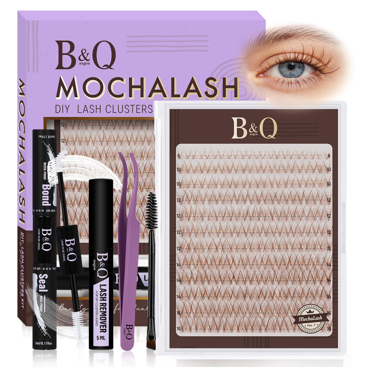 B&Qaugen Brown Lash Clusters Kit packaging front view