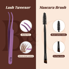 B&Qaugen Brown Lash Clusters Kit with model applying lashes