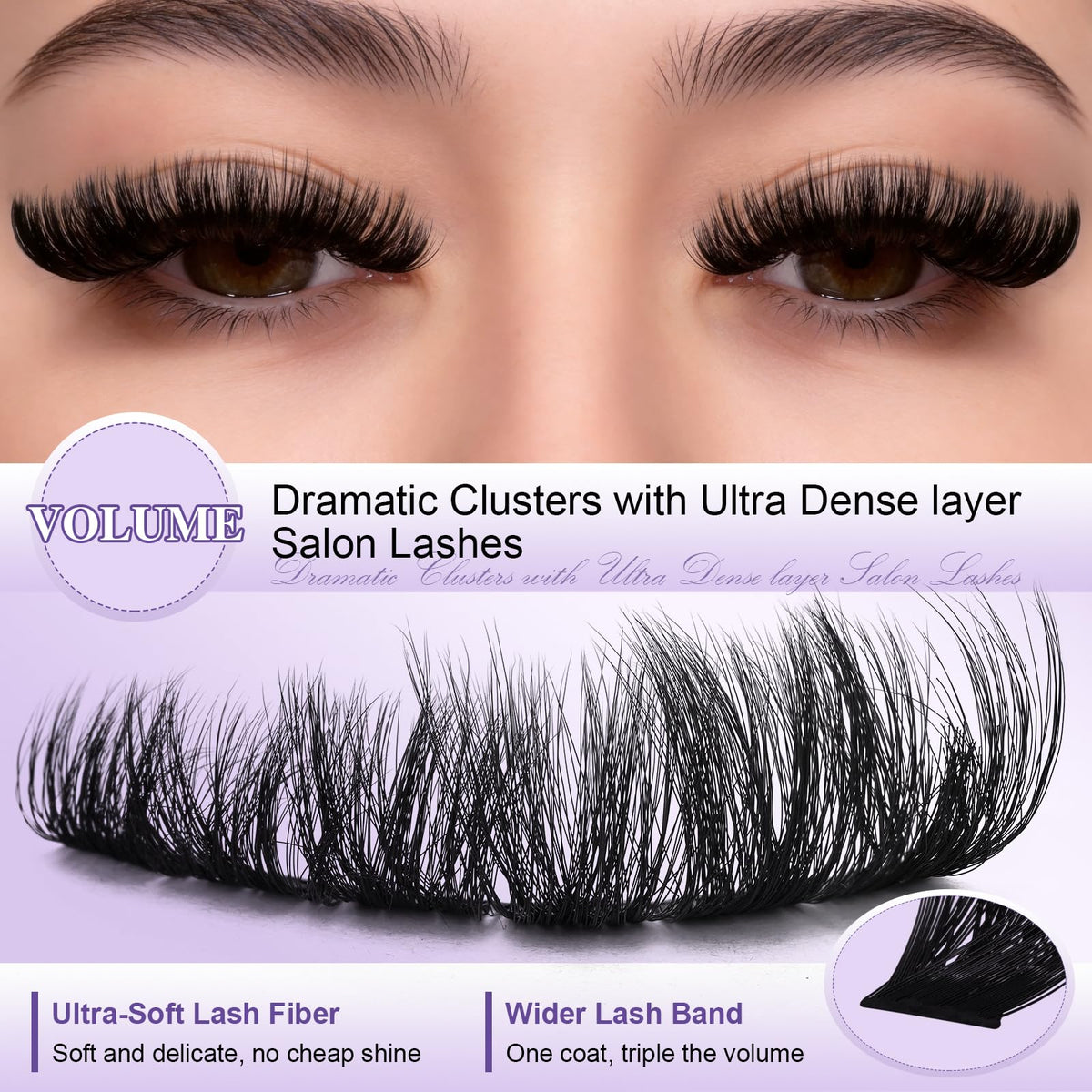 B&Qaugen D Curl lash clusters in various lengths from 10-18mm