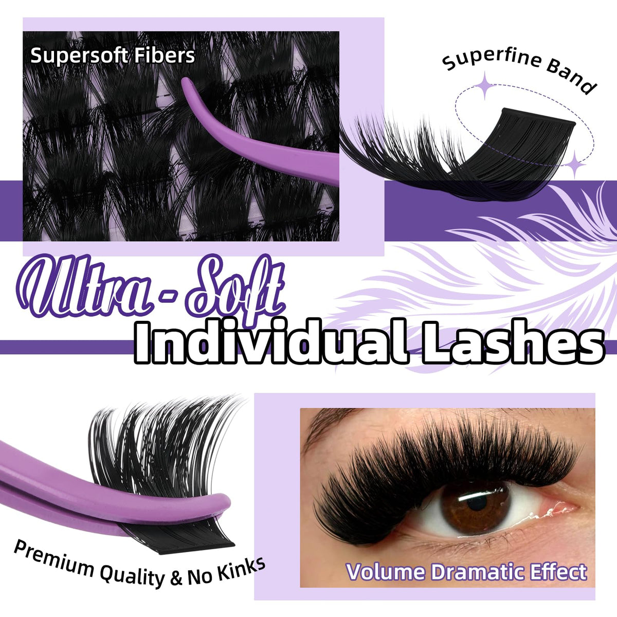 B&Qaugen eyelash clusters close-up showing ultra-soft texture