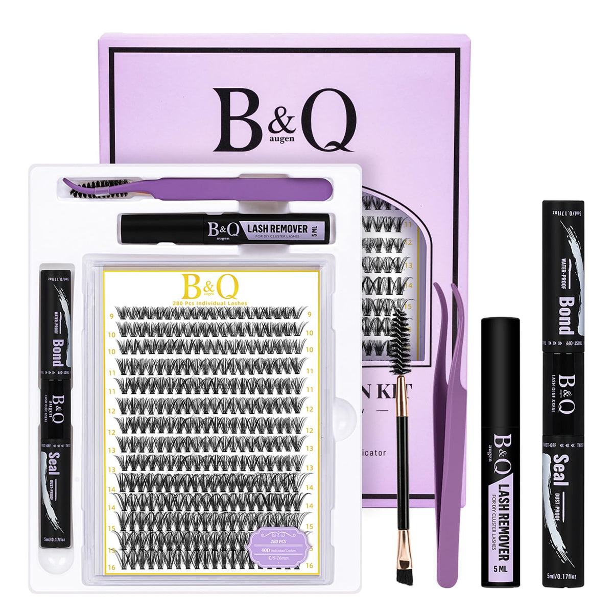 B&Qaugen Eyelash Clusters Kit 280PCS front view