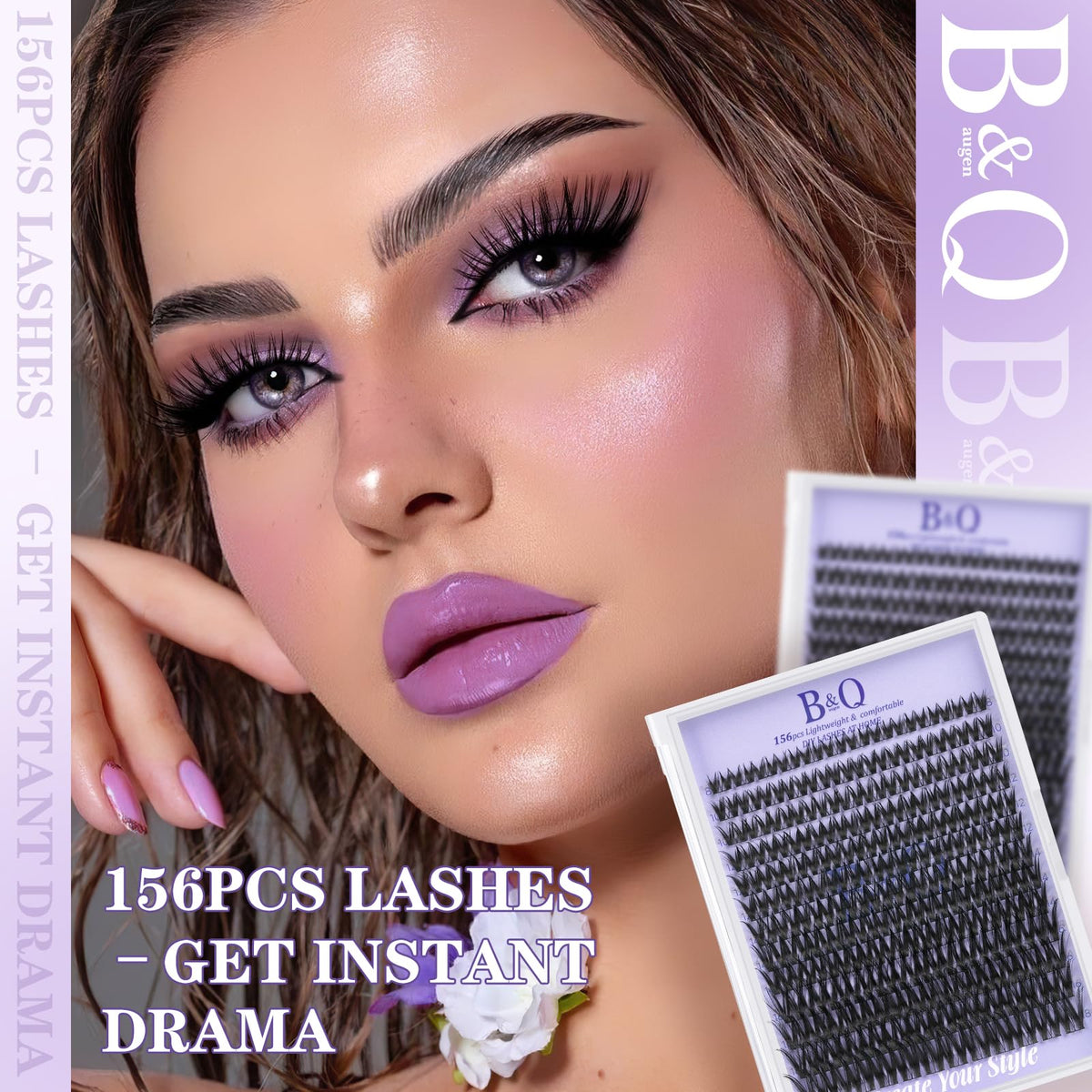 B&Qaugen Flora Lash Clusters packaging with accessories