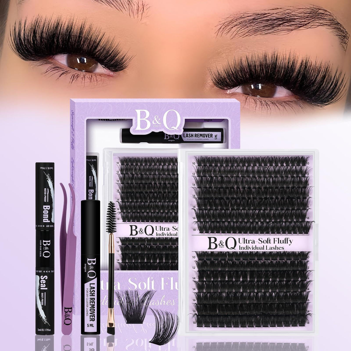 B&Qaugen Fluffy Lash Clusters Kit packaging front view