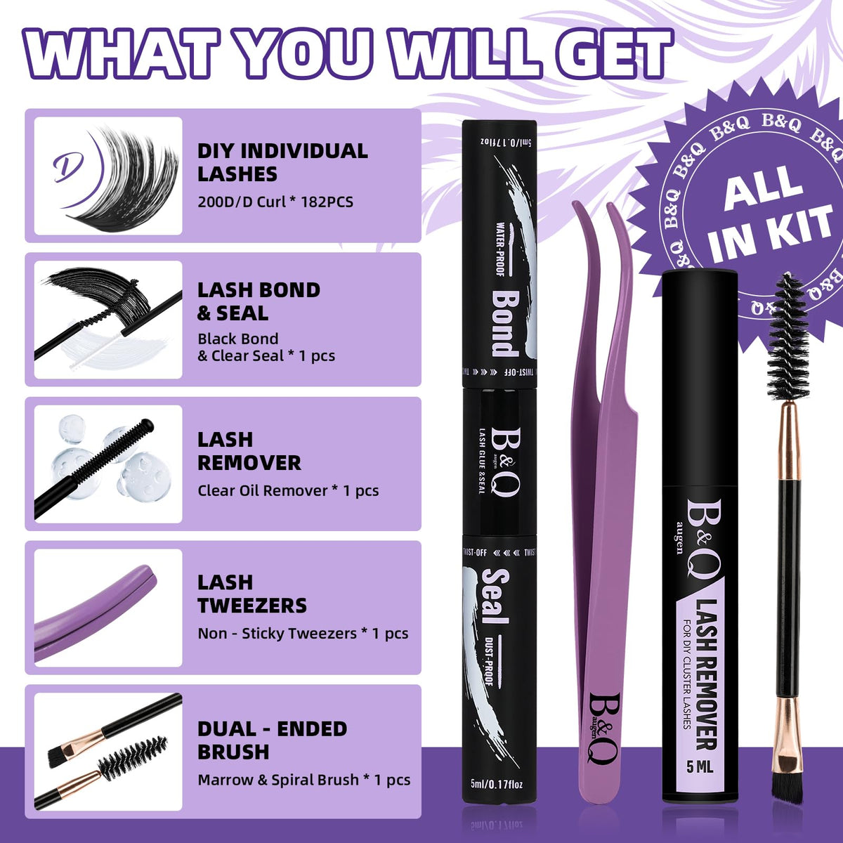 B&Qaugen Fluffy Lash Clusters Kit side view