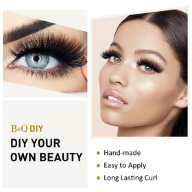 B&Qaugen Lash Clusters B02 applied on model's eyes