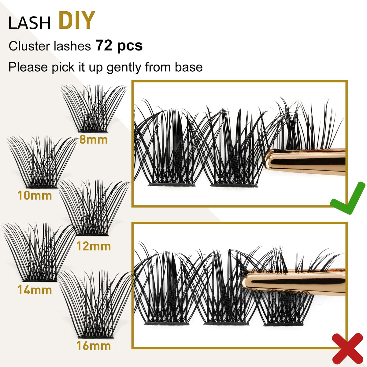 B&Qaugen Lash Clusters B02 D Curl close-up of individual lashes