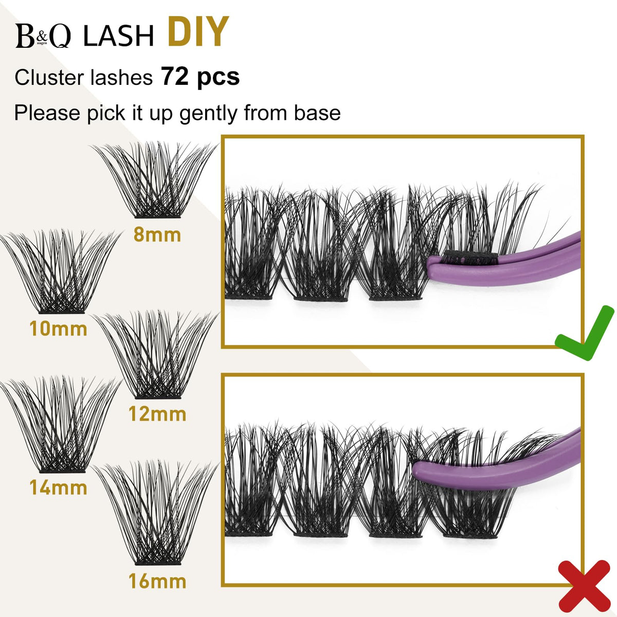 B&Qaugen Lash Clusters B02 individual lashes displayed