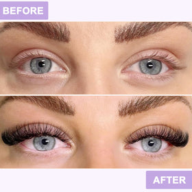 B&Qaugen Lash Clusters being applied with tweezers