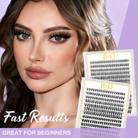 B&Qaugen Lash Clusters displayed on a makeup table