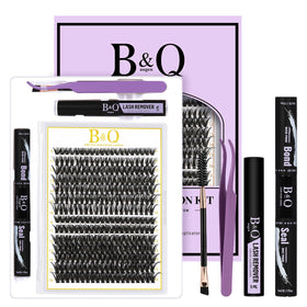 B&Qaugen Lash Clusters Kit 280PCS front view with mixed lash sizes