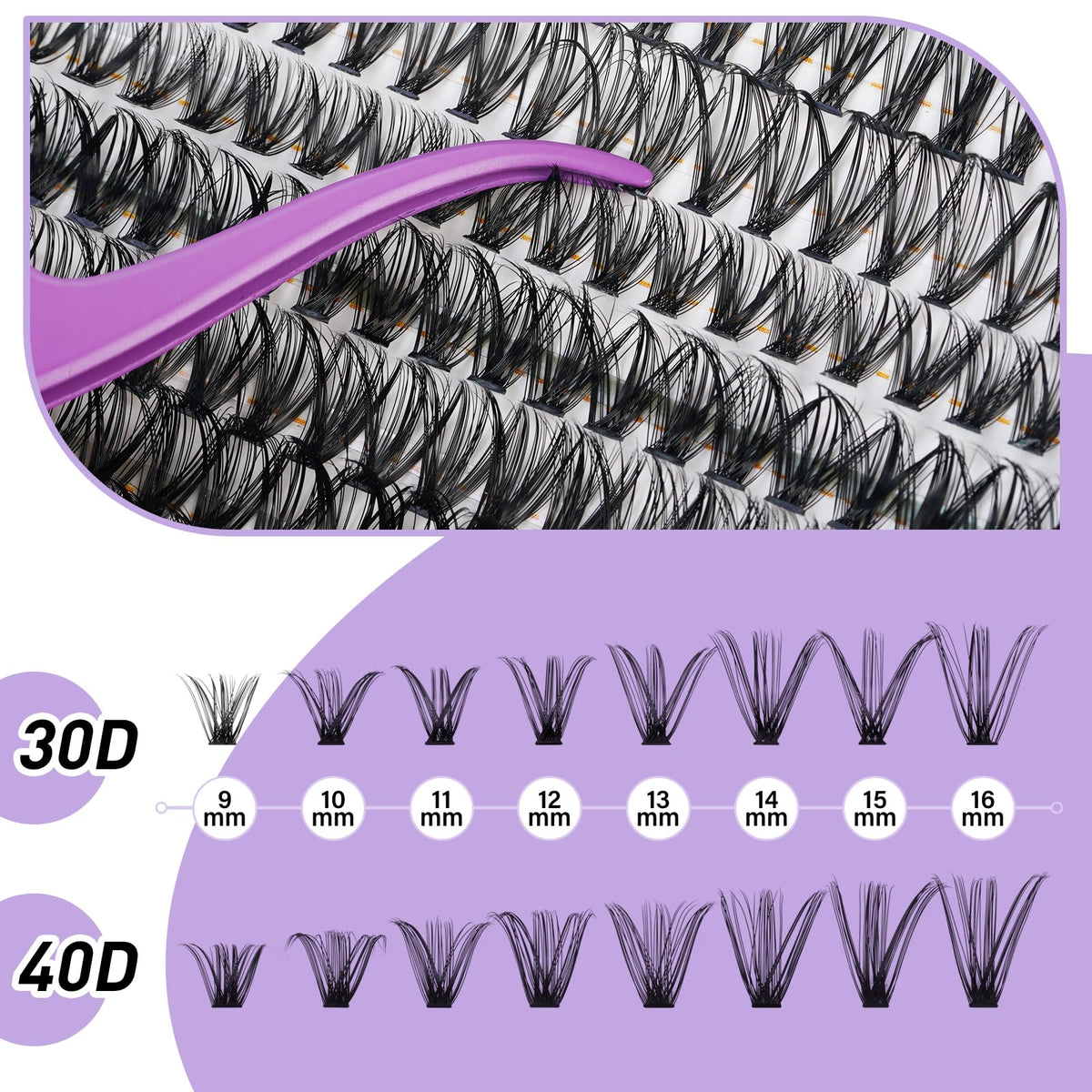 B&Qaugen Lash Clusters Kit with natural lashes applied