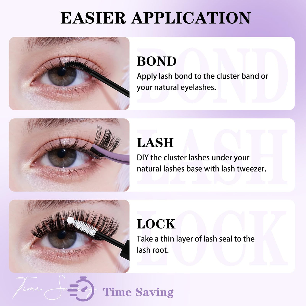B&Qaugen Lash Clusters on model's eyes