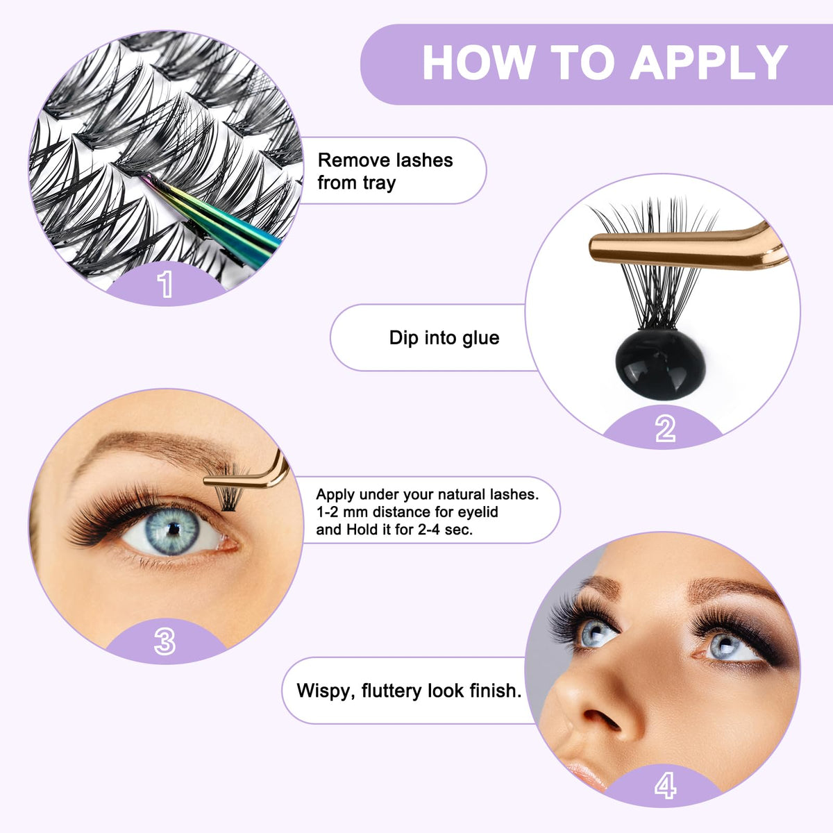 B&Qaugen Lash Clusters showing different lash lengths