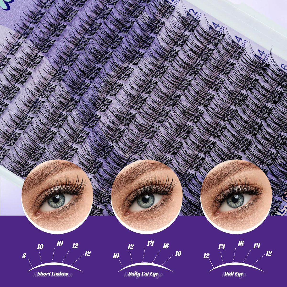 B&Qaugen Wispy Lash Clusters Kit with tools and adhesive