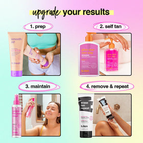 B.TAN Best Clear Self Tanning Gel Kit on a vanity