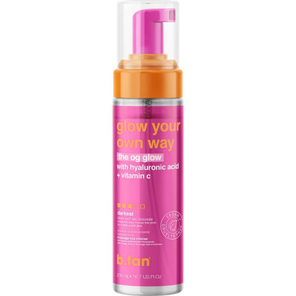 B.TAN Clear Self Tanner Foam front view with 6.7 Fl oz bottle
