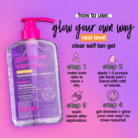 B.TAN Clear Self Tanning Gel Kit in a bathroom setting