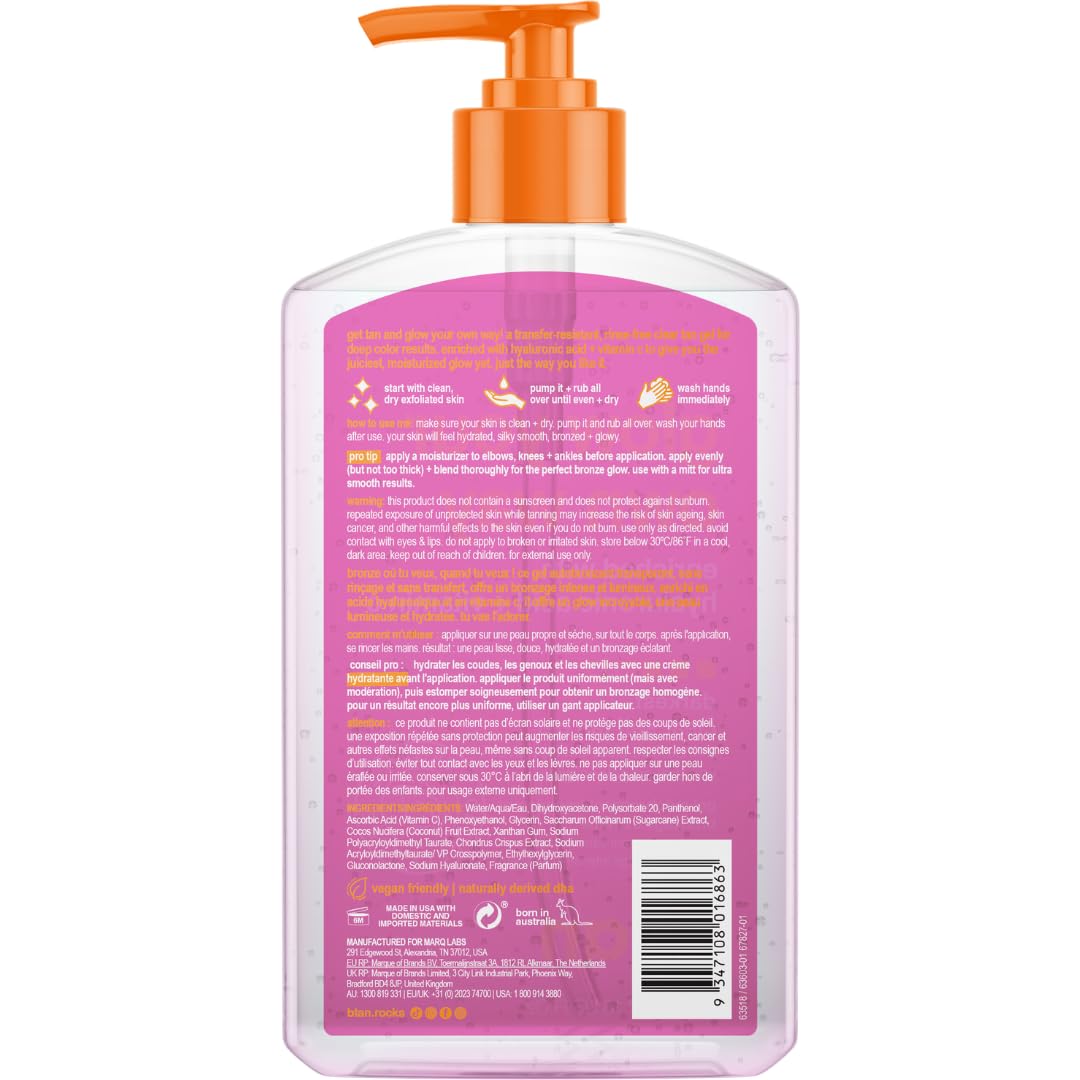 B.TAN Dark Clear Self Tan Gel 16 Fl Oz back view