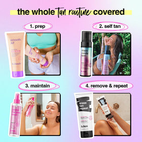 B.TAN Dark Self Tanner Mousse lifestyle shot