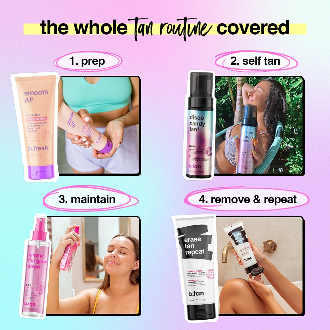 B.TAN Large Candy Scented Self Tanner Mousse with a tanning mitt