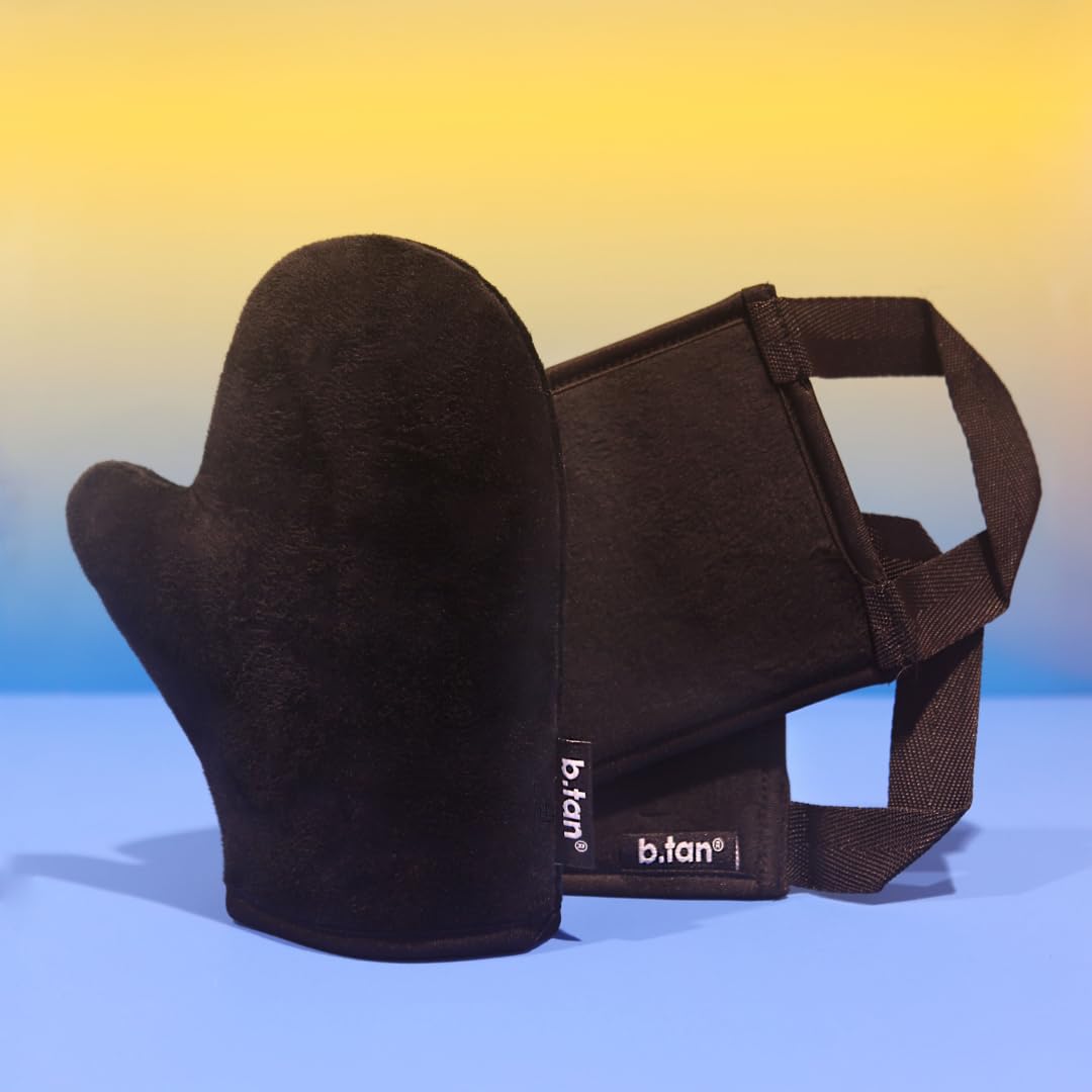 B.TAN Self Tan Mitt alongside self-tanning products