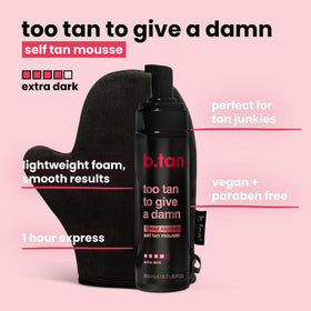 B.TAN Ultra Dark Self Tanner Mousse application on skin