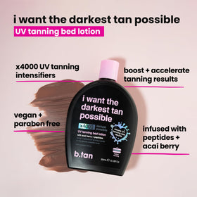 B.TAN UV Tanning Bed Lotion application on skin
