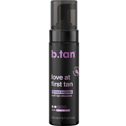 B.TAN Violet Base Self Tanner Mousse front view with packaging