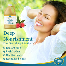 Baar Organic Castor Oil 1 Gal back view with ingredients
