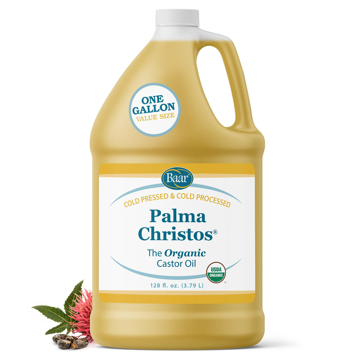 Baar Organic Castor Oil 1 Gal front view with label