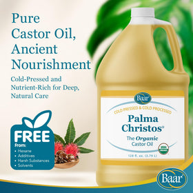 Baar Organic Castor Oil 1 Gal side view showing packaging